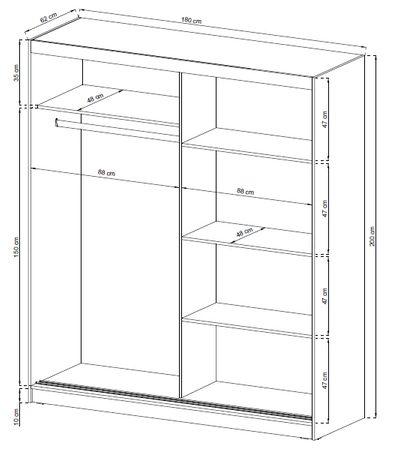 Malmo 180 cm Schiebeschrank weiß moderne Garderobe ideal für ein Schlafzimmer Kleiderschrank oder Flur