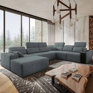 Ecksofa mit Schlaffunktion Tesalia VIII grau links komfortables Ecksofa für das Wohnzimmer mit innovativer Schiebefunktion der Rückenlehne