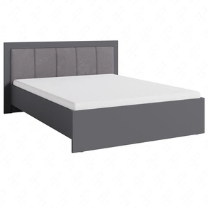 Bett Caspe 160x200 cm anthrazit mit Container ideales Bett für Schlafzimmer mit teilweise gepolstertem Kopfteil