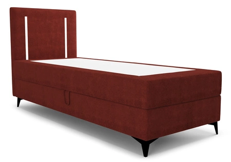 Boxspringbett Norco 80x200 dunkelrot stilvolles Bett mit Staukasten Beleuchtung im Kopfteil fügt eine einzigartige Note