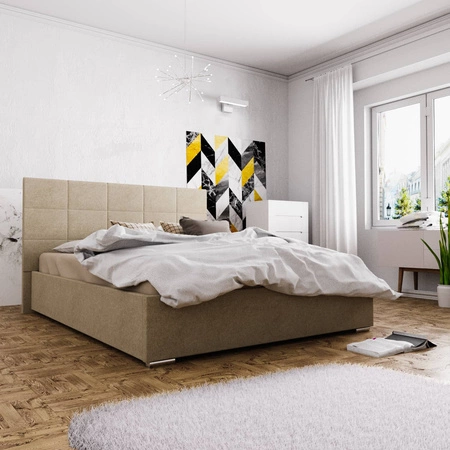 Eljas Polsterbett 160x200 dunkelbeige mit modernem Kopfteil ideal für Schlafzimmer