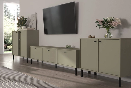 Möbel Kioto II Eukalyptus stilvolles Design Wohnzimmer Möbel elegante Möbel von Metall schwarz Beine subtilen Griffen unterstützt