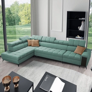 Ecksofa mit Schlaffunktion Bolmso XI mint linke Seite stilvolles Design Ecksofa mit Schublade und Bettzeugcontainer
