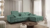 Ecksofa mit Schlaffunktion Penejos grüner rechts elegantes Ecksofa mit Bettzeugablage bequem verstellbare Kopfstützen