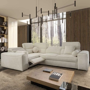 Ecksofa mit Schlaffunktion Viano II Lux creme linkshändiges Designer-Ecksofa für das Wohnzimmer mit komfortablem ausziehbarem Fußteil