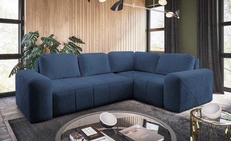 Ecksofa mit Schlaffunktion Bovec II blau rechts Komfort-Ecksofa mit stilvollem Charakter-Bettcontainer