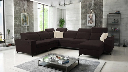 Ecksofa mit Schlaffunktion Kelly Sleek VIII braun rechte Seite stilvolles Ecksofa für Wohnzimmer bietet Komfort beim Entspannen
