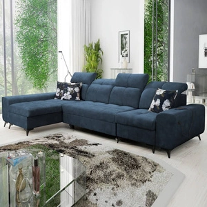 Ecksofa mit Schlaffunktion Buffalo XII blau linke Seite stilvolles und funktionelles Ecksofa mit Bettzeugcontainer