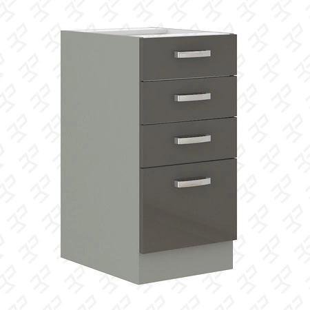 Küchenmöbel-Set Grey 260 cm Glanz Fronten einzigartigen Stil der Schränke wird das Innere jeder Küche passen