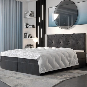 Boxspringbett Arvada 160x200 grau Bett im modernen skandinavischen Stil mit gepolstertem Kopfteil