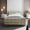 Verlan 140x200 beige gepolstertes Bett mit Staukasten im modernen skandinavischen Stil mit gestepptem Kopf- und Fußteil
