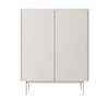 Vellore 97 cm hohe Kommode beige elegante Kommode mit abgesenkter Platte in Eiche Farbton Metallbeine grifflose Fronten