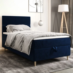 Boxspringbett Bing 100x200 dunkelblau im modernen skandinavischen Stil mit gepolstertem Kopfteil Bett mit Staukasten