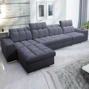 Ecksofa mit Schlaffunktion Luigi XII graphit linke Seite stilvolles Ecksofa für das Wohnzimmer in einer minimalistischen und eleganten Ausführung