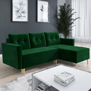 Ecksofa mit Schlaffunktion Telsze Flasche grün universal elegantes Ecksofa in skandinavischer Form großes Bettzeugfach