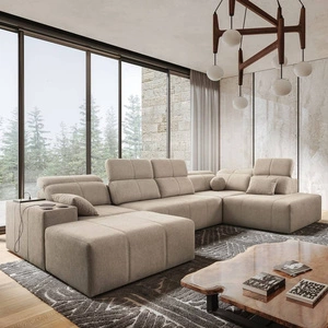 Ecksofa mit Schlaffunktion Tesalia VI beige links modernes und bequemes Ecksofa mit Schiebefunktion der Rückenlehne