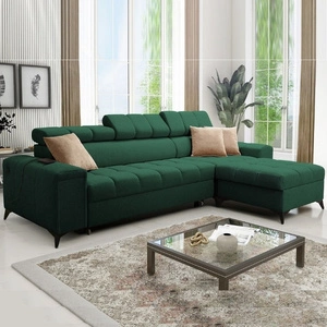 Ecksofa mit Schlaffunktion Bolmso grün rechtsseitiges Ecksofa mit zwei Bettkästen praktische Schublade in der Seite des Möbels