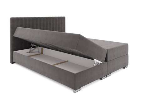 Boxspringbett Sarona 140x200 braun Bett im modernen skandinavischen Stil mit markantem Kopfteil