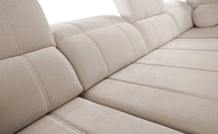 Ecksofa mit Schlaffunktion Cetara III creme rechts Ergonomisches Ecksofa mit verschiebbarer Rückenlehne und verstellbaren Kopfstützen