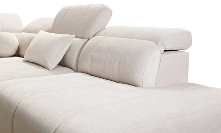 Ecksofa mit Schlaffunktion Penejos IX olive rechts stilvolles Ecksofa mit Bettzeugcontainern komfortable verstellbare Kopfstützen