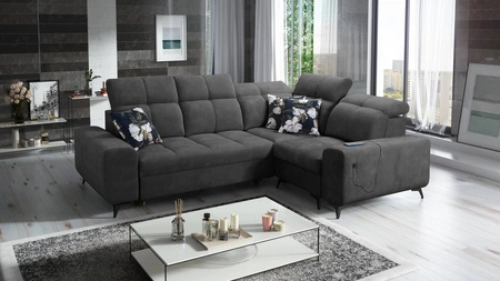 Schlafsofa Buffalo II graphit rechte Ecke funktionelles und stilvolles Schlafsofa mit verstellbaren Kopfstützen