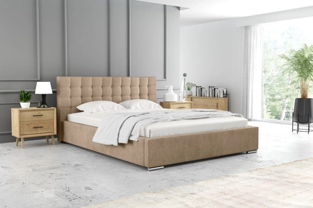 Polsterbett Umiky 180x200 honey stilvolles Bett mit Bettzeugablage komfortables Kopfteil besticht durch sein elegantes Design