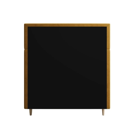 Boxspringbett Benet 90x200 Senfgelb im modernen skandinavischen Stil mit gepolstertem Kopf- und Fußteil Bett mit Staukasten