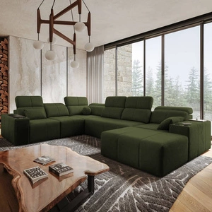 Ecksofa mit Schlaffunktion Tesalia VIII grün rechtsseitiges Komfort-Ecksofa für das Wohnzimmer mit innovativer Schiebefunktion der Rückenlehne