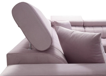 Nausa II Ecksofa mit Schlaffunktion grauer rechtsseitiger Samt Ziernaht auf der Sitzfläche Ecksofa mit Bettkasten