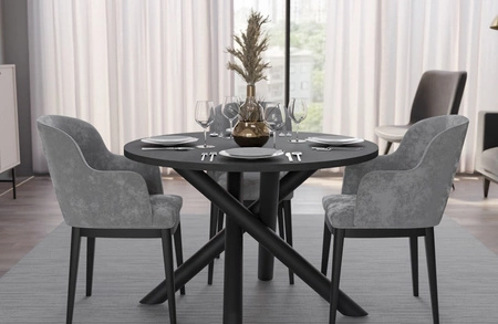 Runder Tisch Lyon 110 cm portland Esche / schwarz Designer Esstisch Metall Spinne Beine höhenverstellbar