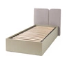 Bett Paguro 90x200 cm mit Container beige Sand ideal für Kinderzimmer mit gepolstertem Kopfteil