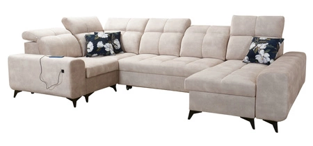 Ecksofa mit Schlaffunktion Buffalo IV grün rechtsseitig stilvolles Ecksofa mit zwei Bettcontainern Velourstoff