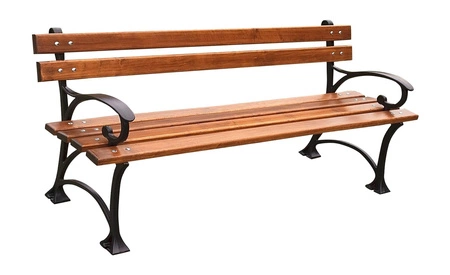 Gartenbank 180 cm FIEM-03-LP-180 Parkbank aus Gusseisen mit Rückenlehne aus Erlenholz, lackiert