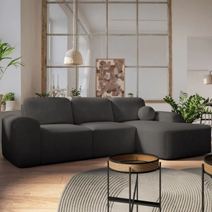 Ecksofa mit Schlaffunktion Arbon graphit rechte Ecke modernes Design mit markanter Form weicher Stoff