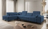 Ecksofa mit Schlaffunktion Penejos XI blau links komfortables Ecksofa mit verstellbaren Kopfstützen und zwei Bettkästen