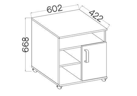 Schrank auf Rädern Makana Eiche handwerkliche Funktionsmöbel für das Büro oder Jugendzimmer