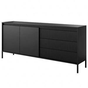 Kommode Sesti 187 cm schwarz funktionelle und geräumige Kommode mit einem einzigartigen Design ideal für das Wohnzimmer Schlafzimmer oder Flur