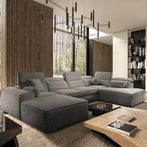 Ecksofa mit Schlaffunktion Viano VI grau links Designer-Ecksofa für moderne Einrichtungen zwei Container für Bettzeug