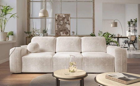 Sofa mit Schlaffunktion Arbon creme bequemes und stilvolles Sofa für das Wohnzimmer weicher Plüschstoff verleiht einzigartigen Charakter