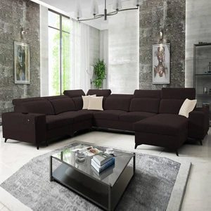 Ecksofa mit Schlaffunktion Kelly Sleek VIII braun rechte Seite stilvolles Ecksofa für Wohnzimmer bietet Komfort beim Entspannen