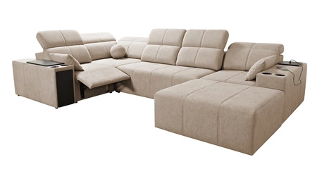 Ecksofa mit Schlaffunktion Tesalia IV Lux grau rechte Seite stilvolles Ecksofa mit ausziehbarem Fußteil und Schiebefunktion der Rückenlehne