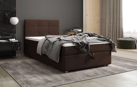 Boxspringbett Fresno 120x200 braun im modernen skandinavischen Stil mit gepolstertem Kopfteil Bett mit Staukasten