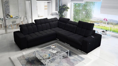 Ecksofa mit Schlaffunktion Luigi III schwarz rechts bequemes Ecksofa für das Wohnzimmer perfekt für die tägliche Entspannung