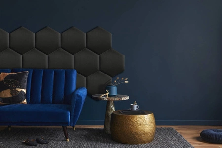 Gepolstertes Paneel Hexagon 40x35 cm schwarz stilvolles Wandpaneel Veloursstoff modische Dekoration jedes Interieurs