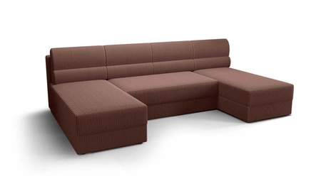 Ecksofa mit Schlaffunktion Fogu U Indisch rosa bequemes und stilvolles Ecksofa mit einfachem Design Cordstoff Bettzeug Container