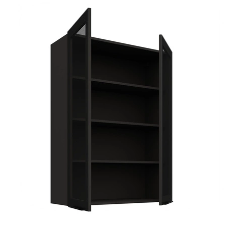 Küchenhängeschrank Schwarz 80 GS-108 2F Metallrand Griffe Schrank resistent gegen Dampf hohe Temperatur und Verschüttungen