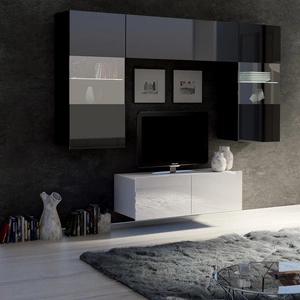 Hängeelement Apulia X weiß glänzend/schwarz glänzend Außergewöhnlich stilvolles Hängeelement mit schlichten Möbelstücken, das sich in jede Einrichtung einfügt