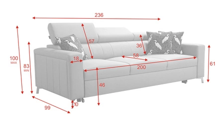 Sofa mit Schlaffunktion Savona hellbraun bequemes Sofa für Wohnzimmer bietet Komfort während der Ruhe verstellbare Kopfstützen
