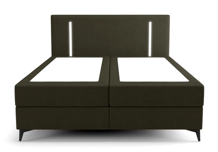 Boxspringbett Norco 140x200 grün stilvolles Bett mit Aufbewahrungsbox Beleuchtung im Kopfteil fügt eine einzigartige Note