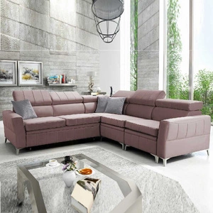 Ecksofa mit Schlaffunktion Rava IV lavendelrosa rechts Samt Komfort bei der täglichen Erholung Behälter für Bettzeug